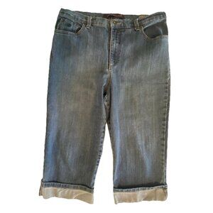 Gloria Vanderbilt Amanda Capri Jeans Womens Size 14 Blue Stretch Denim Casual